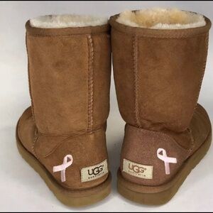 UGG Classic Boot-Breast Cancer Awareness w/  embroidered pink ribbon accent